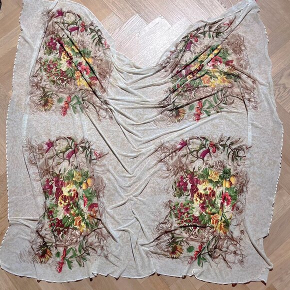 Vtg Jean Paul Gaultier Classique mesh large scarf runway collection floral print - Picture 3 of 13